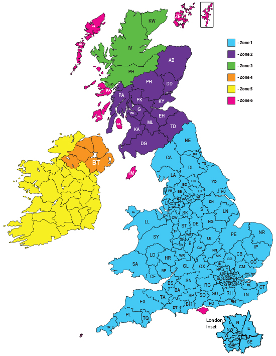 British Isle Map With Postcodes